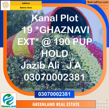 1 Kanal Residential Plot for Sale in Bahria Town, Lahore - (BP-200829)
