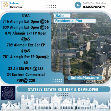 Residential Plot for Sale in Bahria Town, Lahore - (BP-200831)