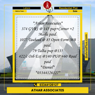 Residential Plot for Sale in Bahria Town, Lahore - (BP-200845)