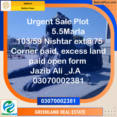 5 Marla Residential Plot for Sale in Bahria Town, Lahore - (BP-200846)