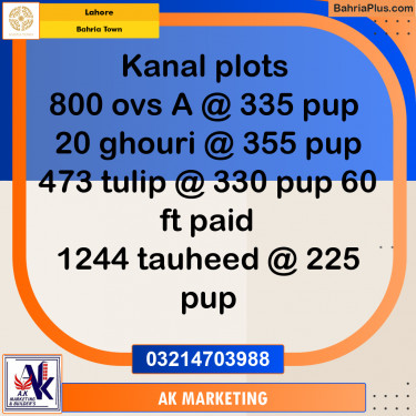 Residential Plot for Sale in Bahria Town, Lahore - (BP-200863)