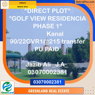 1 Kanal Residential Plot for Sale in Bahria Town, Lahore - (BP-200884)