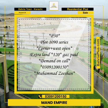 392 Sq. Yards Residential Plot for Sale in Precinct 30 -  Bahria Town, Karachi - (BP-200963)