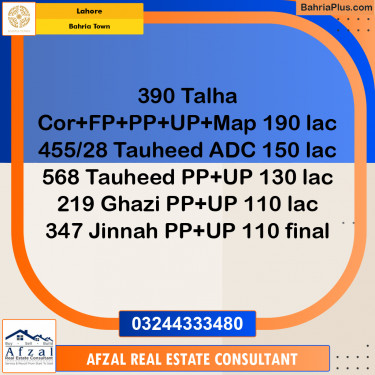 Residential Plot for Sale in Bahria Town, Lahore - (BP-200970)