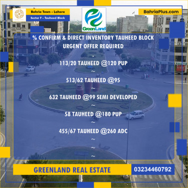Residential Plot for Sale in Sector F - Tauheed Block -  Bahria Town, Lahore - (BP-201026)