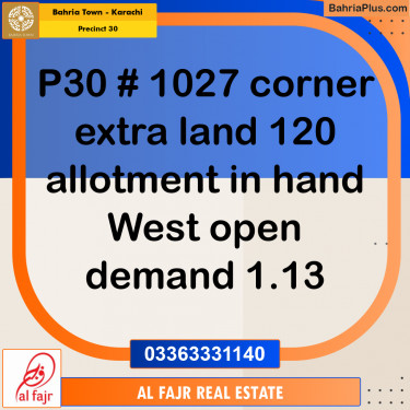 250 Sq. Yards Residential Plot for Sale in Precinct 30 -  Bahria Town, Karachi - (BP-201056)