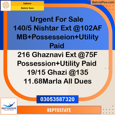 Residential Plot for Sale in Bahria Town, Lahore - (BP-201068)