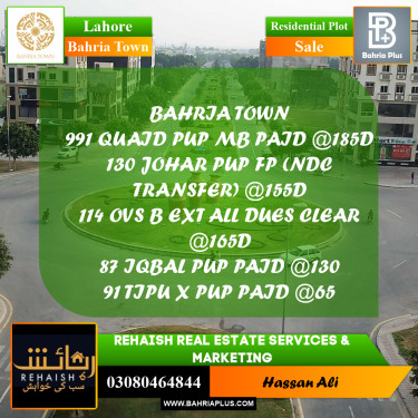 Residential Plot for Sale in Bahria Town, Lahore - (BP-201089)