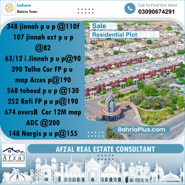 Residential Plot for Sale in Bahria Town, Lahore - (BP-201266)
