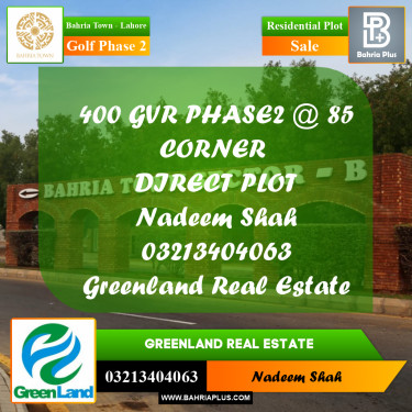 10 Marla Residential Plot for Sale in Golf Phase 2 -  Bahria Town, Lahore - (BP-201277)