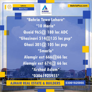 Residential Plot for Sale in Bahria Town, Lahore - (BP-201335)