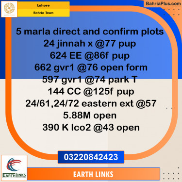 Residential Plot for Sale in Bahria Town, Lahore - (BP-201347)