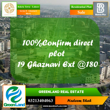 1 Kanal Residential Plot for Sale in Sector F - Ghaznavi Block -  Bahria Town, Lahore - (BP-201365)