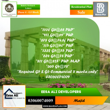 Residential Plot for Sale in Phase 4 - G3 Block -  Bahria Orchard, Lahore - (BP-201375)