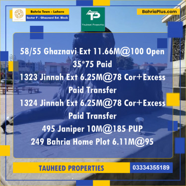 11.66 Marla Residential Plot for Sale in Sector F - Ghaznavi Ext. Block -  Bahria Town, Lahore - (BP-201401)