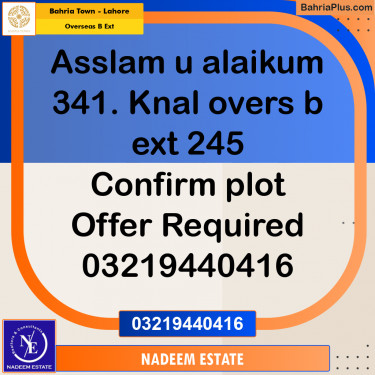 Residential Plot for Sale in Overseas B Ext -  Bahria Town, Lahore - (BP-201428)
