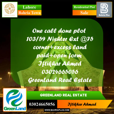 Residential Plot for Sale in Bahria Town, Lahore - (BP-201456)