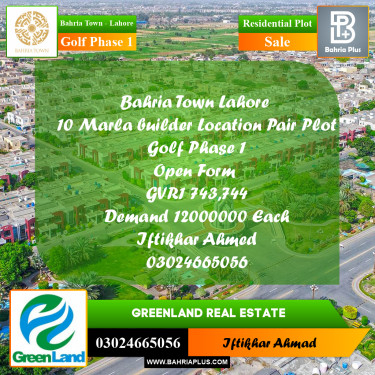 Residential Plot for Sale in Golf Phase 1 -  Bahria Town, Lahore - (BP-201459)