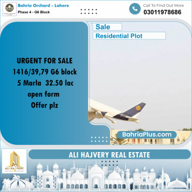 5 Marla Residential Plot for Sale in Phase 4 - G6 Block -  Bahria Orchard, Lahore - (BP-201472)