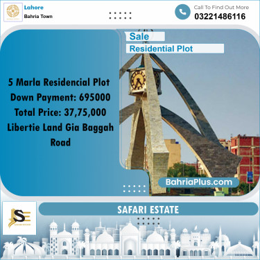 5 Marla Residential Plot for Sale in Bahria Town, Lahore - (BP-201548)