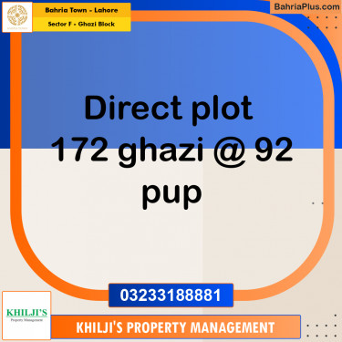 Residential Plot for Sale in Sector F - Ghazi Block -  Bahria Town, Lahore - (BP-201598)