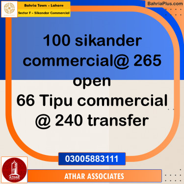 5 Marla Commercial Plot for Sale in Sector F - Sikandar Commercial -  Bahria Town, Lahore - (BP-201603)