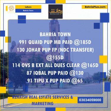Residential Plot for Sale in Bahria Town, Lahore - (BP-201660)