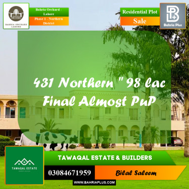 10 Marla Residential Plot for Sale in Phase 1 - Northern District -  Bahria Orchard, Lahore - (BP-201723)