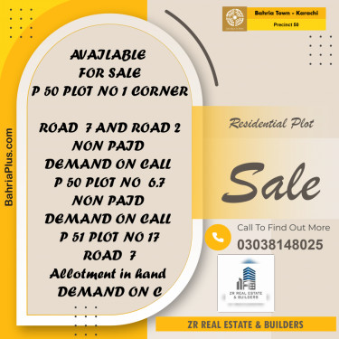 500 Sq. Yards Residential Plot for Sale in Precinct 50 -  Bahria Town, Karachi - (BP-201727)