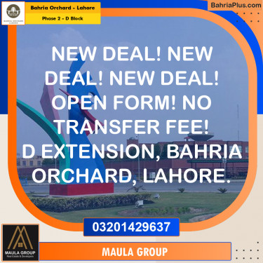 5 Marla Residential Plot for Sale in Phase 2 - D Block -  Bahria Orchard, Lahore - (BP-201753)