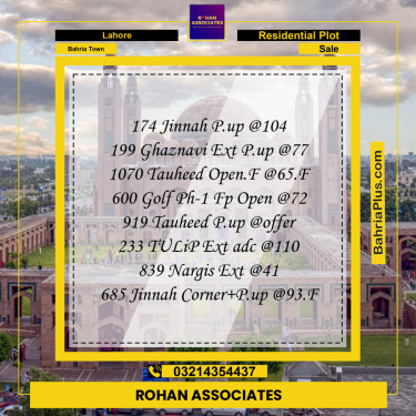 Residential Plot for Sale in Bahria Town, Lahore - (BP-201789)