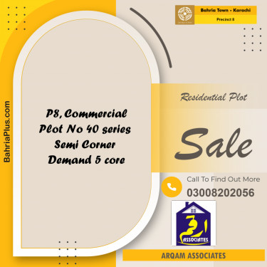 133 Sq. Yards Residential Plot for Sale in Precinct 8 -  Bahria Town, Karachi - (BP-201793)