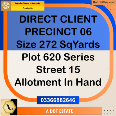 272 Sq. Yards Residential Plot for Sale in Precinct 6 -  Bahria Town, Karachi - (BP-201872)
