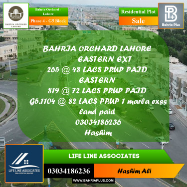 10 Marla Residential Plot for Sale in Phase 4 - G5 Block -  Bahria Orchard, Lahore - (BP-201932)