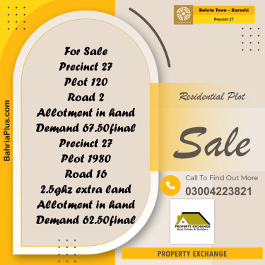 125 Sq. Yards Residential Plot for Sale in Precinct 27 -  Bahria Town, Karachi - (BP-202024)