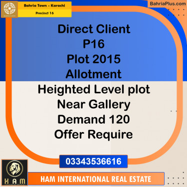 272 Sq. Yards Residential Plot for Sale in Precinct 16 -  Bahria Town, Karachi - (BP-202054)