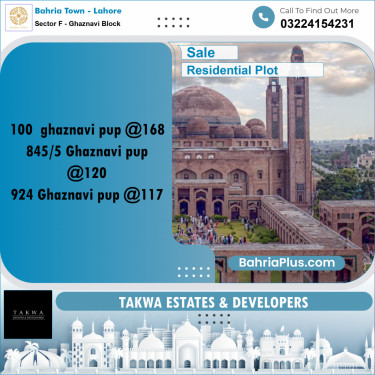 Residential Plot for Sale in Sector F - Ghaznavi Block -  Bahria Town, Lahore - (BP-202059)