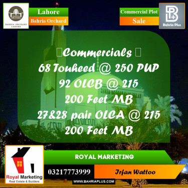 Commercial Plot for Sale in Bahria Orchard, Lahore - (BP-202091)