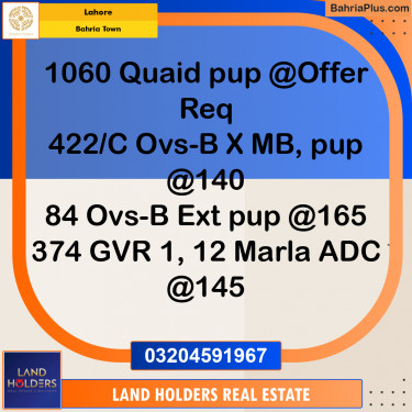 Residential Plot for Sale in Bahria Town, Lahore - (BP-202116)