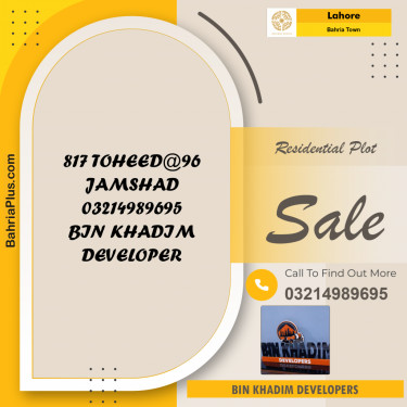 Residential Plot for Sale in Bahria Town, Lahore - (BP-202119)
