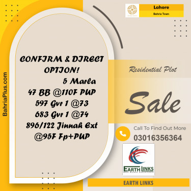 Residential Plot for Sale in Bahria Town, Lahore - (BP-202188)