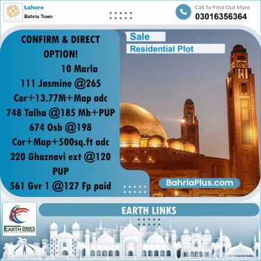 Residential Plot for Sale in Bahria Town, Lahore - (BP-202199)