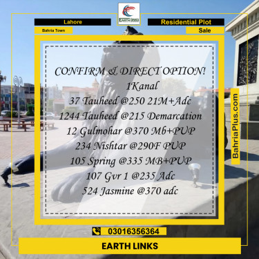 Residential Plot for Sale in Bahria Town, Lahore - (BP-202200)