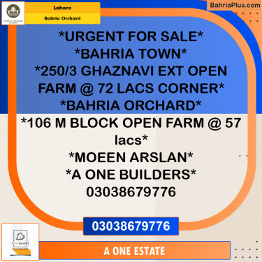 Residential Plot for Sale in Bahria Orchard, Lahore - (BP-202205)