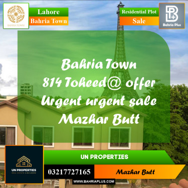 Residential Plot for Sale in Bahria Town, Lahore - (BP-202228)