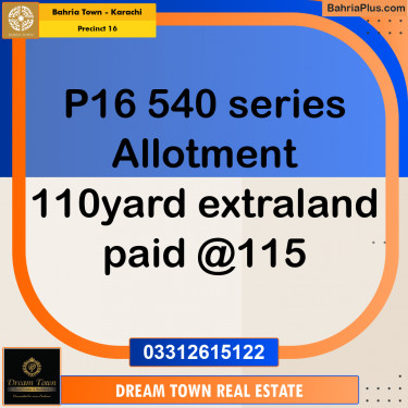 360 Sq. Yards Residential Plot for Sale in Precinct 16 -  Bahria Town, Karachi - (BP-202263)