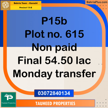 125 Sq. Yards Residential Plot for Sale in Precinct 15-B -  Bahria Town, Karachi - (BP-202287)