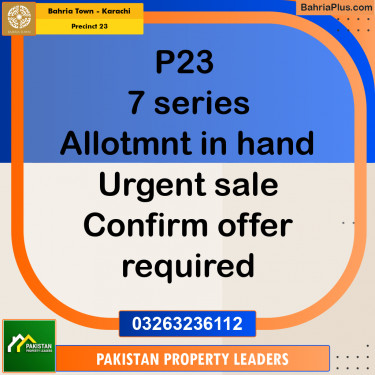 Residential Plot for Sale in Precinct 23 -  Bahria Town, Karachi - (BP-202290)