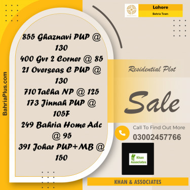 Residential Plot for Sale in Bahria Town, Lahore - (BP-202312)