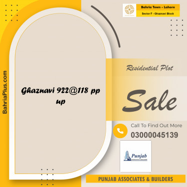 10 Marla Residential Plot for Sale in Sector F - Ghaznavi Block -  Bahria Town, Lahore - (BP-202329)
